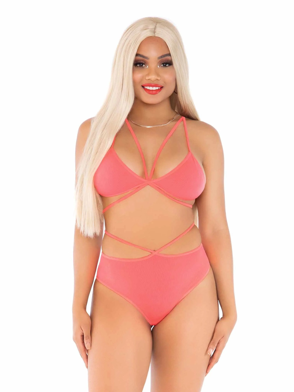 leg Avenue - No Regrets Bra & Panty Set - CORAL